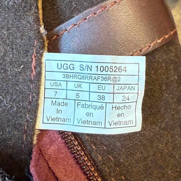 UGG Kesey Boot Leather Lace Up Shearling Lined Waterproof Chestnut Brown Size 7 - Picture 8 of 10